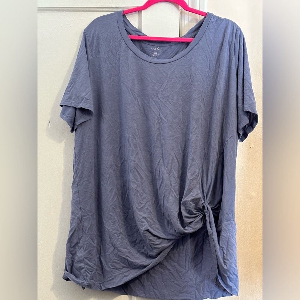 Just Be Women’s Blue Short Sleeve Crew Neck Top Size: 3X